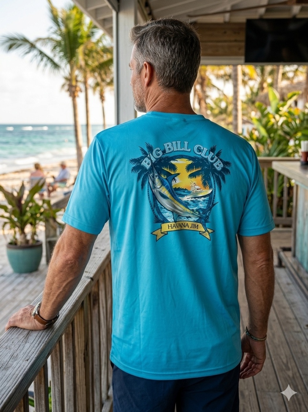 Men's Havana Jim Lightweight Short Sleeve Crewneck T-Shirt in Color Blue - Picture 2 of 4